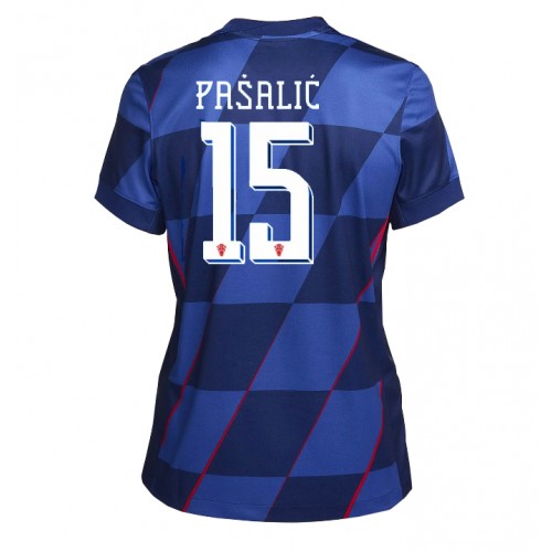 Echipament fotbal Croaţia Mario Pasalic #15 Tricou Deplasare European 2024 pentru femei maneca scurta Echipament fotbal Croaţia Mario Pasalic #15 Tricou Deplasare European 2024 pentru femei maneca scurta