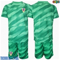 Echipament fotbal Croaţia Portar Tricou Deplasare European 2024 pentru copii maneca scurta (+ Pantaloni scurti)