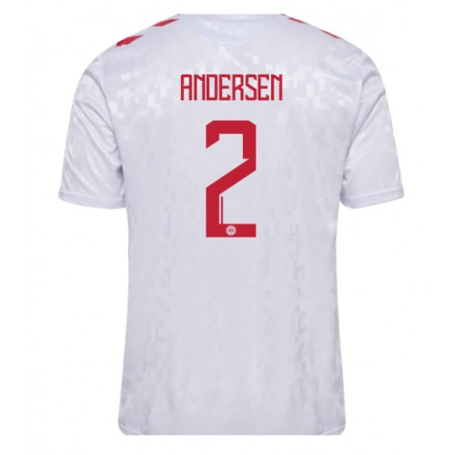 Echipament fotbal Danemarca Joachim Andersen #2 Tricou Deplasare European 2024 maneca scurta Echipament fotbal Danemarca Joachim Andersen #2 Tricou Deplasare European 2024 maneca scurta