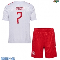 Echipament fotbal Danemarca Mathias Jensen #7 Tricou Deplasare European 2024 pentru copii maneca scurta (+ Pantaloni scurti)