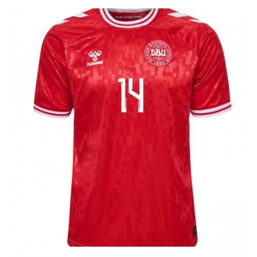 Echipament fotbal Danemarca Mikkel Damsgaard #14 Tricou Acasa European 2024 maneca scurta Echipament fotbal Danemarca Mikkel Damsgaard #14 Tricou Acasa European 2024 maneca scurta