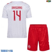 Echipament fotbal Danemarca Mikkel Damsgaard #14 Tricou Deplasare European 2024 pentru copii maneca scurta (+ Pantaloni scurti)