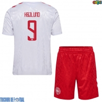 Echipament fotbal Danemarca Rasmus Hojlund #9 Tricou Deplasare European 2024 pentru copii maneca scurta (+ Pantaloni scurti)