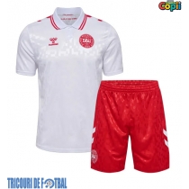 Echipament fotbal Danemarca Tricou Deplasare European 2024 pentru copii maneca scurta (+ Pantaloni scurti)