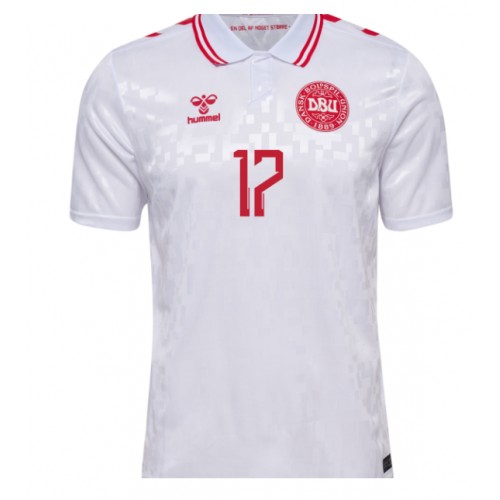 Echipament fotbal Danemarca Victor Kristiansen #17 Tricou Deplasare European 2024 maneca scurta Echipament fotbal Danemarca Victor Kristiansen #17 Tricou Deplasare European 2024 maneca scurta