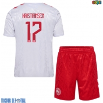 Echipament fotbal Danemarca Victor Kristiansen #17 Tricou Deplasare European 2024 pentru copii maneca scurta (+ Pantaloni scurti)