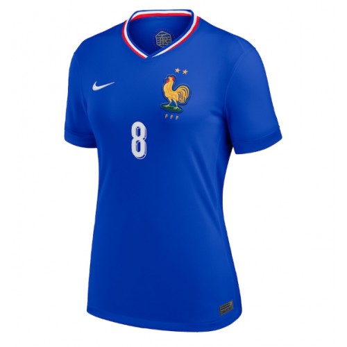 Echipament fotbal Franţa Aurelien Tchouameni #8 Tricou Acasa European 2024 pentru femei maneca scurta Echipament fotbal Franţa Aurelien Tchouameni #8 Tricou Acasa European 2024 pentru femei maneca scurta