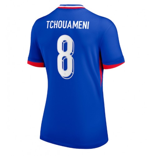 Echipament fotbal Franţa Aurelien Tchouameni #8 Tricou Acasa European 2024 pentru femei maneca scurta Echipament fotbal Franţa Aurelien Tchouameni #8 Tricou Acasa European 2024 pentru femei maneca scurta