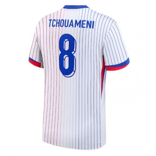 Echipament fotbal Franţa Aurelien Tchouameni #8 Tricou Deplasare European 2024 maneca scurta Echipament fotbal Franţa Aurelien Tchouameni #8 Tricou Deplasare European 2024 maneca scurta