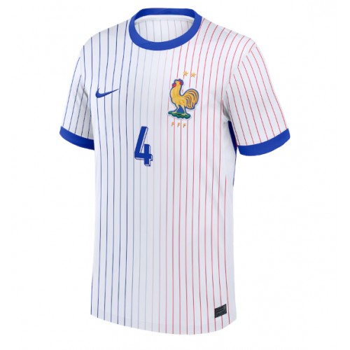 Echipament fotbal Franţa Dayot Upamecano #4 Tricou Deplasare European 2024 maneca scurta Echipament fotbal Franţa Dayot Upamecano #4 Tricou Deplasare European 2024 maneca scurta