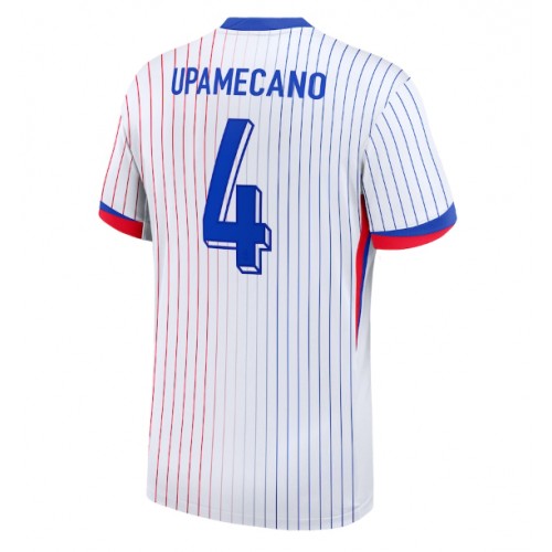 Echipament fotbal Franţa Dayot Upamecano #4 Tricou Deplasare European 2024 maneca scurta Echipament fotbal Franţa Dayot Upamecano #4 Tricou Deplasare European 2024 maneca scurta