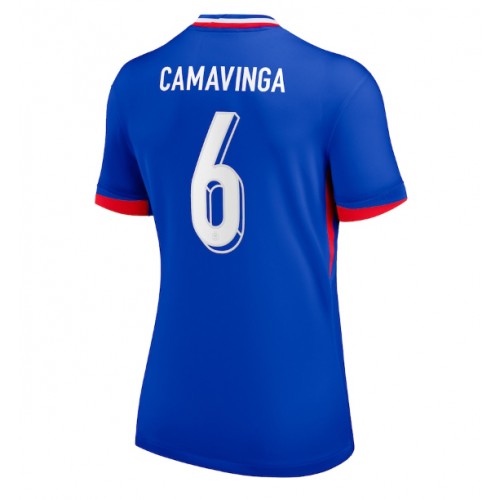 Echipament fotbal Franţa Eduardo Camavinga #6 Tricou Acasa European 2024 pentru femei maneca scurta Echipament fotbal Franţa Eduardo Camavinga #6 Tricou Acasa European 2024 pentru femei maneca scurta