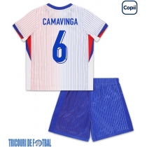 Echipament fotbal Franţa Eduardo Camavinga #6 Tricou Deplasare European 2024 pentru copii maneca scurta (+ Pantaloni scurti)