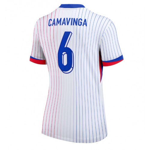 Echipament fotbal Franţa Eduardo Camavinga #6 Tricou Deplasare European 2024 pentru femei maneca scurta Echipament fotbal Franţa Eduardo Camavinga #6 Tricou Deplasare European 2024 pentru femei maneca scurta