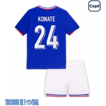 Echipament fotbal Franţa Ibrahima Konate #24 Tricou Acasa European 2024 pentru copii maneca scurta (+ Pantaloni scurti)