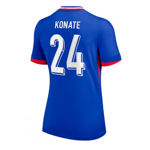 Echipament fotbal Franţa Ibrahima Konate #24 Tricou Acasa European 2024 pentru femei maneca scurta Echipament fotbal Franţa Ibrahima Konate #24 Tricou Acasa European 2024 pentru femei maneca scurta