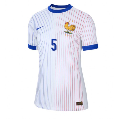 Echipament fotbal Franţa Jules Kounde #5 Tricou Deplasare European 2024 pentru femei maneca scurta Echipament fotbal Franţa Jules Kounde #5 Tricou Deplasare European 2024 pentru femei maneca scurta
