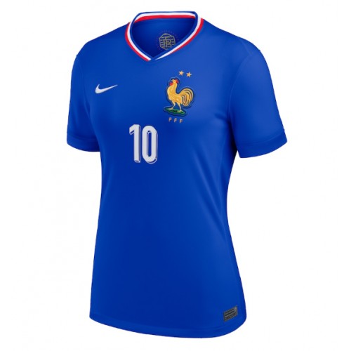 Echipament fotbal Franţa Kylian Mbappe #10 Tricou Acasa European 2024 pentru femei maneca scurta Echipament fotbal Franţa Kylian Mbappe #10 Tricou Acasa European 2024 pentru femei maneca scurta