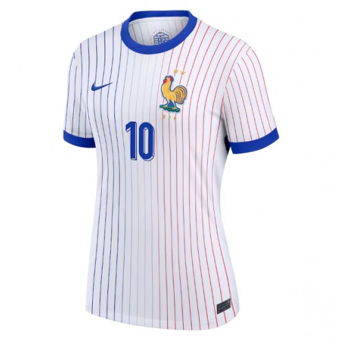 Echipament fotbal Franţa Kylian Mbappe #10 Tricou Deplasare European 2024 pentru femei maneca scurta Echipament fotbal Franţa Kylian Mbappe #10 Tricou Deplasare European 2024 pentru femei maneca scurta