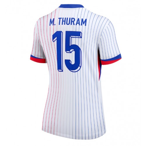 Echipament fotbal Franţa Marcus Thuram #15 Tricou Deplasare European 2024 pentru femei maneca scurta Echipament fotbal Franţa Marcus Thuram #15 Tricou Deplasare European 2024 pentru femei maneca scurta