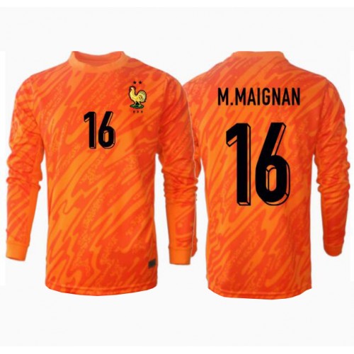 Echipament fotbal Franţa Mike Maignan #16 Portar Tricou Deplasare European 2024 maneca lunga Echipament fotbal Franţa Mike Maignan #16 Portar Tricou Deplasare European 2024 maneca lunga