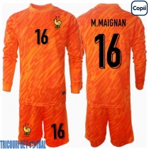 Echipament fotbal Franţa Mike Maignan #16 Portar Tricou Deplasare European 2024 pentru copii maneca lunga (+ Pantaloni scurti)