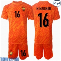 Echipament fotbal Franţa Mike Maignan #16 Portar Tricou Deplasare European 2024 pentru copii maneca scurta (+ Pantaloni scurti)