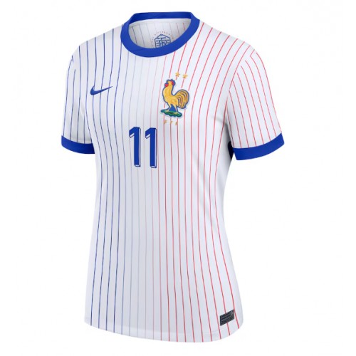 Echipament fotbal Franţa Ousmane Dembele #11 Tricou Deplasare European 2024 pentru femei maneca scurta Echipament fotbal Franţa Ousmane Dembele #11 Tricou Deplasare European 2024 pentru femei maneca scurta