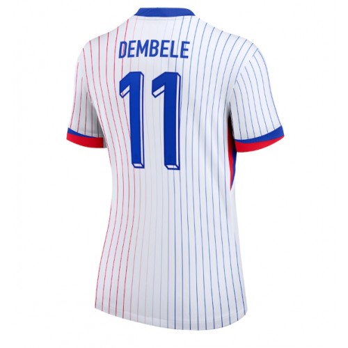 Echipament fotbal Franţa Ousmane Dembele #11 Tricou Deplasare European 2024 pentru femei maneca scurta Echipament fotbal Franţa Ousmane Dembele #11 Tricou Deplasare European 2024 pentru femei maneca scurta