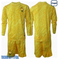 Echipament fotbal Franţa Portar Tricou Acasa European 2024 pentru copii maneca lunga (+ Pantaloni scurti)