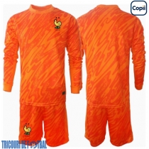 Echipament fotbal Franţa Portar Tricou Deplasare European 2024 pentru copii maneca lunga (+ Pantaloni scurti)