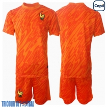 Echipament fotbal Franţa Portar Tricou Deplasare European 2024 pentru copii maneca scurta (+ Pantaloni scurti)