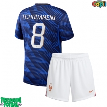 Echipament fotbal Franța Aurelien Tchouameni #8 Tricou Acasa Mondial 2026 pentru copii maneca scurta (+ Pantaloni scurti)