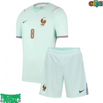Echipament fotbal Franța Aurelien Tchouameni #8 Tricou Deplasare Mondial 2026 pentru copii maneca scurta (+ Pantaloni scurti)
