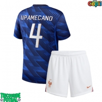Echipament fotbal Franța Dayot Upamecano #4 Tricou Acasa Mondial 2026 pentru copii maneca scurta (+ Pantaloni scurti)