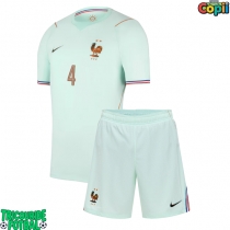 Echipament fotbal Franța Dayot Upamecano #4 Tricou Deplasare Mondial 2026 pentru copii maneca scurta (+ Pantaloni scurti)