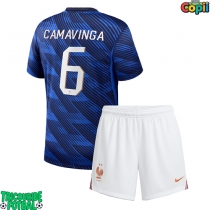 Echipament fotbal Franța Eduardo Camavinga #6 Tricou Acasa Mondial 2026 pentru copii maneca scurta (+ Pantaloni scurti)