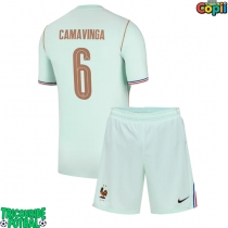 Echipament fotbal Franța Eduardo Camavinga #6 Tricou Deplasare Mondial 2026 pentru copii maneca scurta (+ Pantaloni scurti)