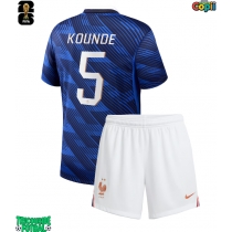 Echipament fotbal Franța Jules Kounde #5 Tricou Acasa Mondial 2026 pentru copii maneca scurta (+ Pantaloni scurti)