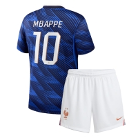 Echipament fotbal Franța Kylian Mbappe #10 Tricou Acasa Mondial 2026 pentru copii maneca scurta (+ Pantaloni scurti)