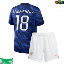 Echipament fotbal Franța Warren Zaire-Emery #18 Tricou Acasa Mondial 2026 pentru copii maneca scurta (+ Pantaloni scurti)
