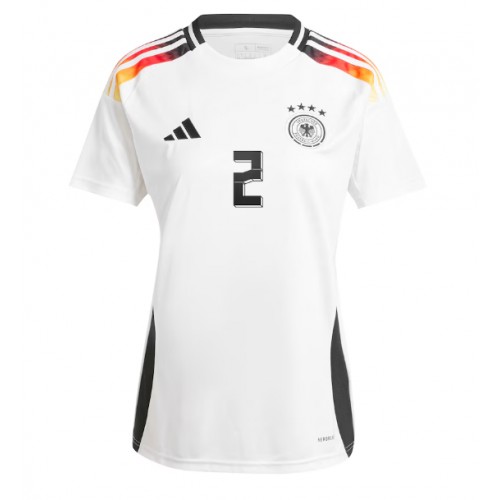 Echipament fotbal Germania Antonio Rudiger #2 Tricou Acasa European 2024 pentru femei maneca scurta Echipament fotbal Germania Antonio Rudiger #2 Tricou Acasa European 2024 pentru femei maneca scurta