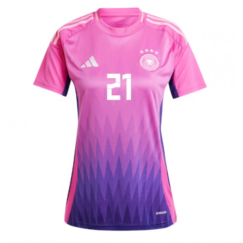 Echipament fotbal Germania Ilkay Gundogan #21 Tricou Deplasare European 2024 pentru femei maneca scurta Echipament fotbal Germania Ilkay Gundogan #21 Tricou Deplasare European 2024 pentru femei maneca scurta