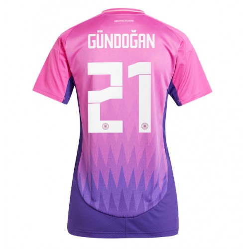 Echipament fotbal Germania Ilkay Gundogan #21 Tricou Deplasare European 2024 pentru femei maneca scurta Echipament fotbal Germania Ilkay Gundogan #21 Tricou Deplasare European 2024 pentru femei maneca scurta