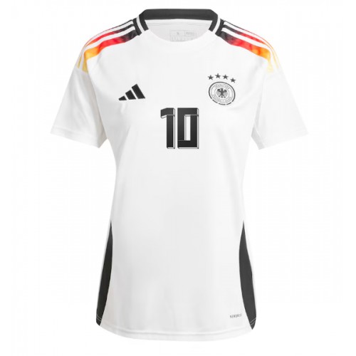 Echipament fotbal Germania Jamal Musiala #10 Tricou Acasa European 2024 pentru femei maneca scurta Echipament fotbal Germania Jamal Musiala #10 Tricou Acasa European 2024 pentru femei maneca scurta
