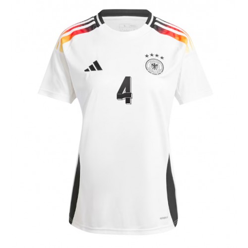 Echipament fotbal Germania Jonathan Tah #4 Tricou Acasa European 2024 pentru femei maneca scurta Echipament fotbal Germania Jonathan Tah #4 Tricou Acasa European 2024 pentru femei maneca scurta