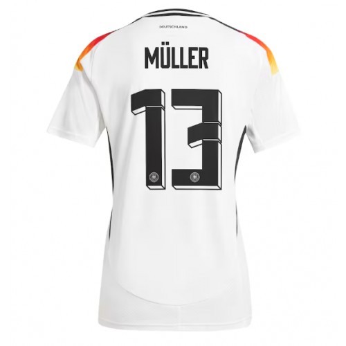 Echipament fotbal Germania Thomas Muller #13 Tricou Acasa European 2024 pentru femei maneca scurta Echipament fotbal Germania Thomas Muller #13 Tricou Acasa European 2024 pentru femei maneca scurta