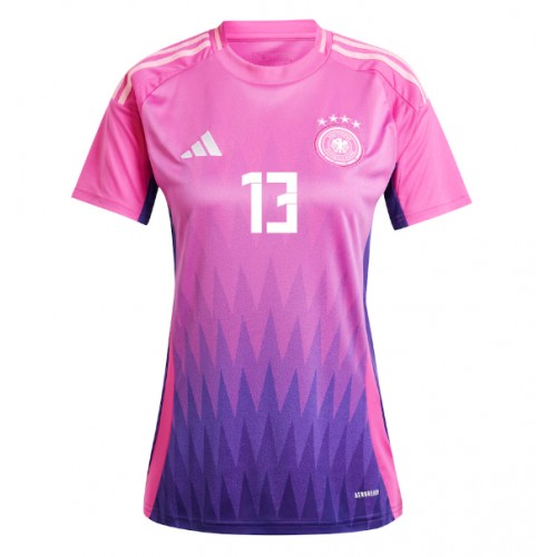 Echipament fotbal Germania Thomas Muller #13 Tricou Deplasare European 2024 pentru femei maneca scurta Echipament fotbal Germania Thomas Muller #13 Tricou Deplasare European 2024 pentru femei maneca scurta