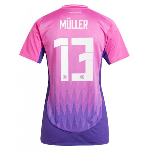 Echipament fotbal Germania Thomas Muller #13 Tricou Deplasare European 2024 pentru femei maneca scurta Echipament fotbal Germania Thomas Muller #13 Tricou Deplasare European 2024 pentru femei maneca scurta