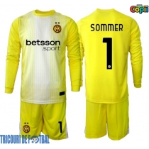 Echipament fotbal Inter Milan Yann Sommer #1 Portar Tricou Deplasare 2025-26 pentru copii maneca lunga (+ Pantaloni scurti)